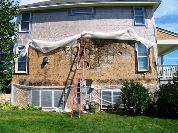Blick auf das Wandrahmen Haus nach dem Abstellgleis zu demontieren. Minnesota, USA.