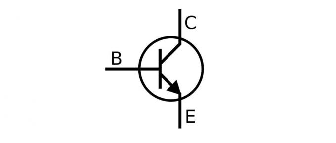 Graphisches Symbol des Transistors in der Schaltung