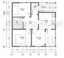 8x8 Haus 2 Schlafzimmer Fläche von 50 m2 für einen kleinen Teil