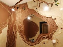 Wenn an den dumpfen Wänden im Badezimmer wollte ich es lebendiger machen: im Eco-Stil Badrenovierung