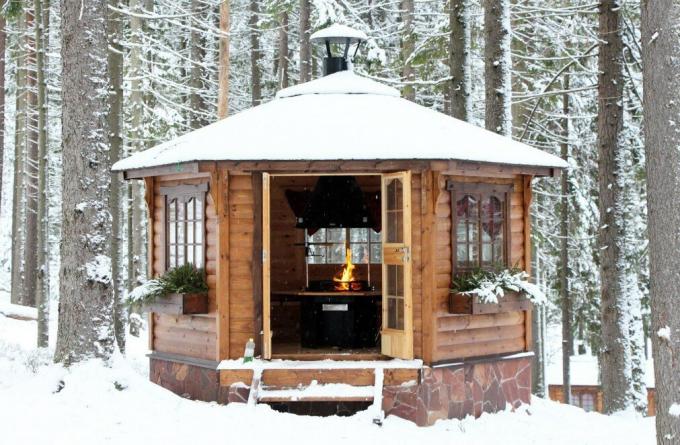 Winter Pavillon mit Grill. Foto Service mit Yandex Bildern.
