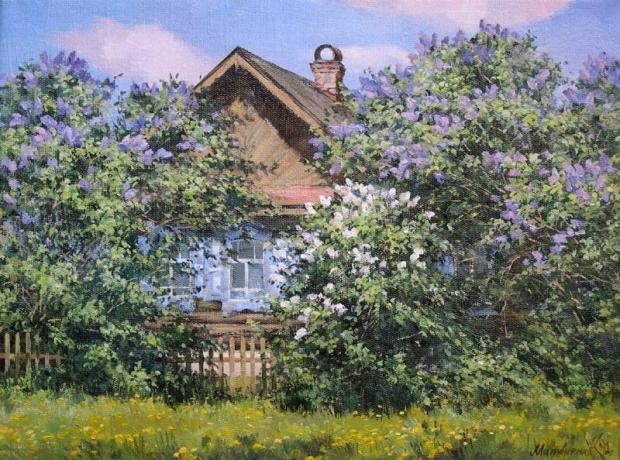 Lilac gepflegt ist ein bisschen Atmosphäre. Aber nur, wenn es wächst nicht in Ihrer Nähe! Gemälde von Konstantin Matvienko