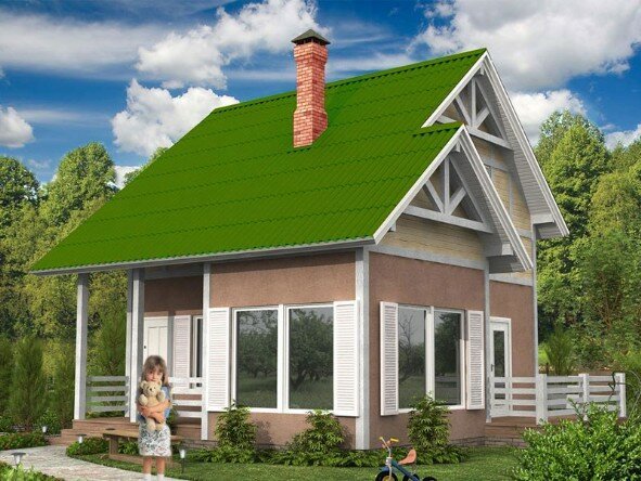 Vor dem Haus mit einem grünen Dach. Bildquelle: dom-bt.com