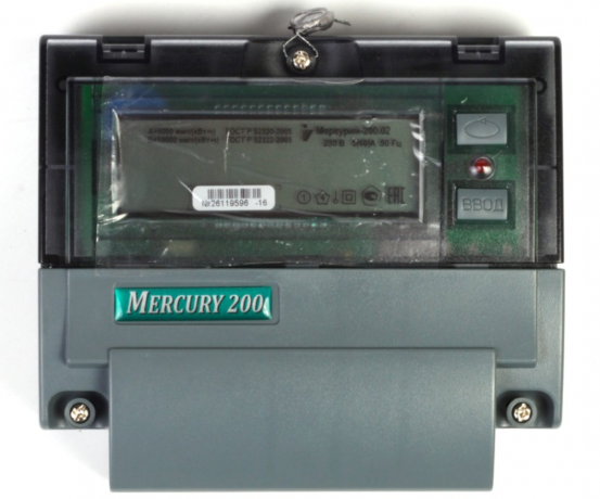 Aussehen Mercury Zähler 200 mit der elektronischen Tafel